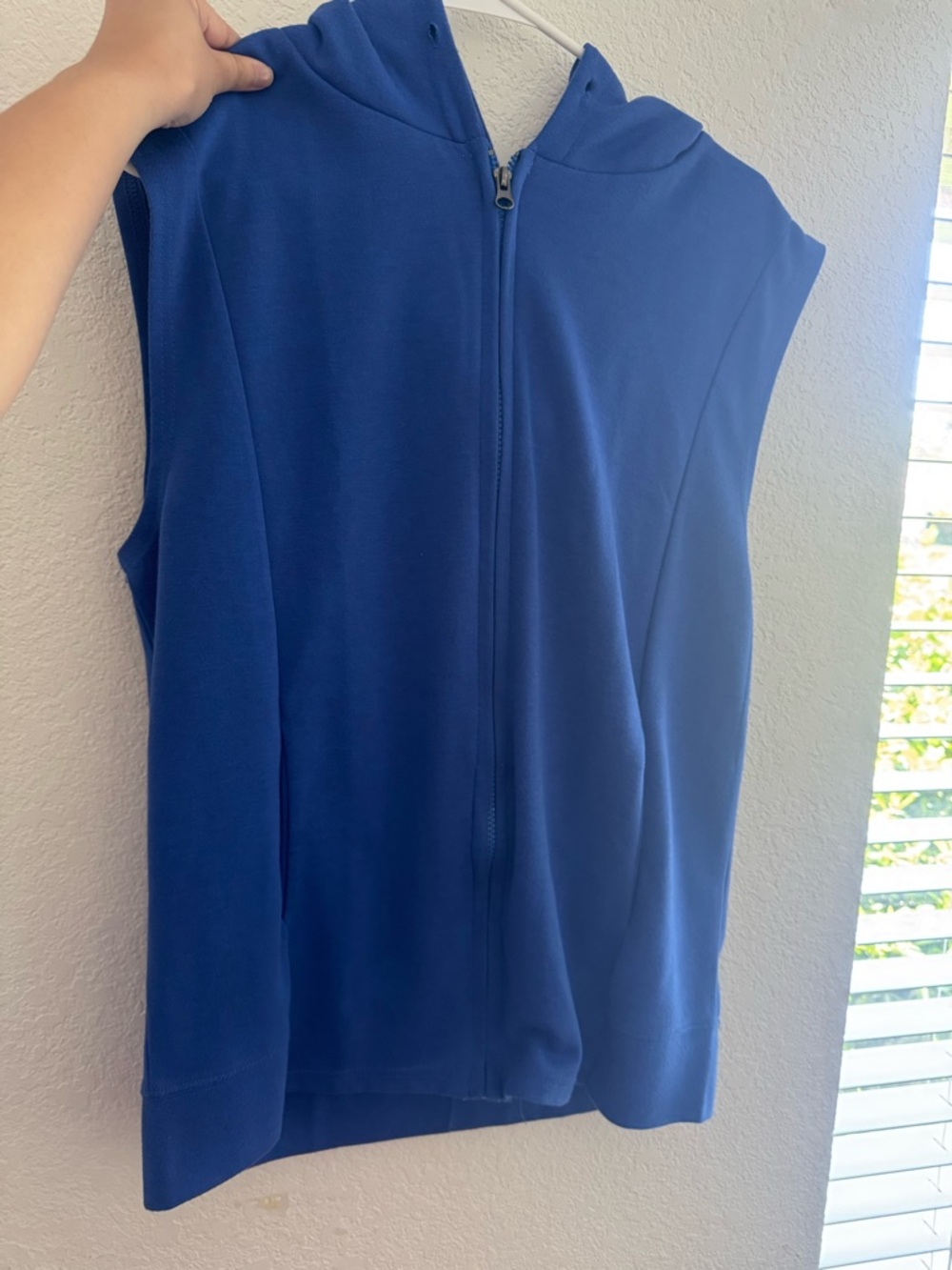 Sleeveless Zip-Up Hoodie Tank Top - Blue